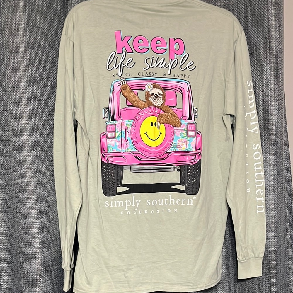 Simply Southern Green Long Sleeve Tee with Vintage Jeep Design